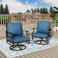 Swivel Patio Chairs Set of 2, High Back Outdoor Swivel Patio Metal Chairs with 5.75" Thick Cushions for Bistro Balcony Porch Deck and Yard, Peacock Blue