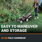 WORX 40V 17'' Cordless Lawn Mower for Medium Size Yards, 2-in-1 Electric Mower Cuts to Edge, Compact & Lightweight Push Lawn Mower with 6-Position Height Adjustment – 2 Batteries & Charger Included