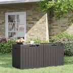 32 Gallon Deck Box Lockable Resin Indoor Outdoor Storage Box waterproof Outdoor Container for Patio Furniture, Pool Accessories, Cushions, Garden Tools, Sports Equipment