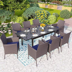 PHI VILLA Outdoor Wicker Dining Chairs Set of 6, Modern PE Rattan Armchair with Cushions for Patio, Deck, Yard, Porch