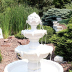 Sunnydaze 52-Inch 3-Tier Outdoor Water Fountain with Fruit Top - Large Outdoor Water Feature for Garden, Patio, Yard or Balcony - White