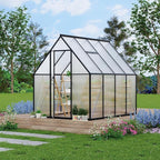 6 ft x7 ft Aluminum-Framed Polycarbonate Greenhouse, Heavy Duty Polycarbonate Greenhouse with Quick Setup Structure and Roof Vent, Large Enhanced Aluminum Green House Kit for Outdoors