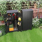 Storage Cabinet 1.4×2.8 FT, Metal Outdoor Sheds for Garden Tool Organization, Heavy Duty Storage Sheds with Lockable Doors and Vents for Backyard, Garden, Patio Lawn