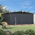 AECOJOY Shed 12' x 14' Storage Shed, Outdoor Metal Storage Sheds & Outdoor Storage 14x12 with Lockable Doors, Large Steel Yard Shed, Utility Tool Storage for Garden, Patio, Outside use in Dark Grey