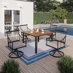 Sophia & William 5 Pcs Patio Furniture Outdoor Dining Set, 42" Square Metal Patio Table and Swivel Chairs with Cushions, Adjustable Umbrella Hole, Conversation Bistro Set for Garden,Yard,Deck