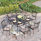 Sophia & William 7 Pieces Patio Dining Set, Rectangle Patio Table and Chairs Set of 2 Adjustable Umbrella Hole & Seat Cushions, Outdoor Conversation Furniture Set for Porch Backyard Balcony
