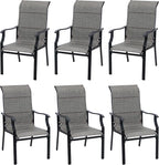 PHI VILLA Outdoor Dining Chairs Set of 6, High Back Textilene Fabric Padded Armchairs with E-Coated Steel Frame for Patio, Porch, Deck, Yard
