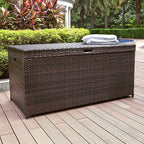 Crosley Furniture Palm Harbor Wicker Outdoor Storage Box for Patio Furniture Cushions and Pool Floats, Brown