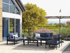 Solaste Aluminum Patio Furniture Set for All Weather, Modern Metal Outdoor Furniture Set with 27.5" Deep Seating and 3.2" Wide Armrest, Outdoor Patio Conversation Set with 5" Cushion, Black and Blue