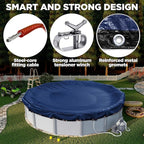 28 ft Round Pool Cover for Above Ground Pools, Above Ground Pool Cover, Swimming Pool Cover, Winter Pool Cover, Keeps Out Debris, Cold and UV Resistant, Supreme Mesh, Navy Blue