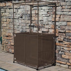 Essentially Yours Pool Equipment Holder with Towel Drying Bars, Mesh Rolling Pool Storage Organizer Bin, Extra Large with Towel Hanger, (34.5" W x 25" L x 62.6" H), Brown Style 418566