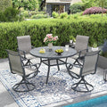 DIFY 5 Pieces Outdoor Patio Dining Set, 4 Grey Textilene Swivel Dining Chairs and 40.6" Grey Round Metal Dining Table, Outdoor Table and Chairs