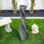XBrand 39 in. H Freestanding Resin Fiberglass Sculptural Modern Twisted Pilar Outdoor Garden Fountain w/LED Light