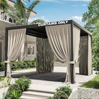 Gazebo Universal Replacement Privacy Curtain,10'×12' Gazebo Outdoor Waterproof Curtains, 4-Panels Sidewall Curtains with Double Zipper for Patio Canopy, Garden and Backyard (Curtain Only)