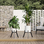 Adjustable Plant Stands Set of 2, Metal Modern Small Plant Holder, Heavy Duty Stable Flower Holder Stand rack for 10-16 Inch Indoor Outdoor Corner Living Room Balcony Office Black PS-007BK-2