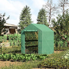 Outsunny 7' x 5' x 6' Walk-in Greenhouse for Outdoors with Mesh Door, 18 Shelf Hot House with Trellis, Plant Labels, UV Protective for Growing Flowers, Herbs, Vegetables, Saplings, Green