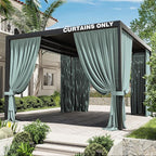Gazebo Universal Replacement Privacy Curtain,12'×14' Gazebo Outdoor Waterproof Curtains, 4-Panels Sidewall Curtains with Double Zipper for Patio Canopy, Garden and Backyard (Curtain Only)
