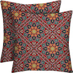 RSH DECOR: Square Throw Pillows Set of 2 | 17” x 17” | All-Weather Spun Fabric | Water and Fade-Resistant | Outdoor Accent Pillows for Patio Furniture | Medlo Sonoma