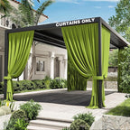 Gazebo Universal Replacement Privacy Curtain,12'×20' Gazebo Outdoor Waterproof Curtains, 4-Panels Sidewall Curtains with Double Zipper for Patio Canopy, Garden and Backyard (Curtain Only)
