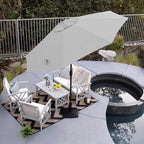 California Umbrella 9' Rd Sunbrella Aluminum Patio Umbrella, Crank Lift, Auto Tilt, Bronze Pole, Natural