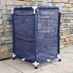 Essentially Yours Rolling Pool Storage Organizer Bin, Medium, (25.4" W x 25.4" L x 40" H), Blue / White Style 417227