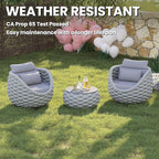 Patio Accent Chairs Set of 6: Aluminum Porch Lounge Chair with Arms - Woven Rope Cushioned Armchair - Modern One Seater Chair - Outdoor Deck Furniture for 400lbs Balcony Lanai Garden Hotel, Gray