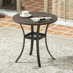 VICLLAX Round Patio Dining Table, Metal Outdoor Bistro Table with Storage Shelf for Balcony Garden Deck, 27.6" Ash Grey
