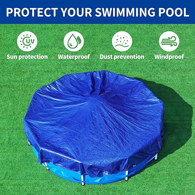 19Ft Pool Covers for (15Ft) Above Ground Pools, Winter Pool Cover,Heavy Duty Above Ground Pool Cover Includes Winch and Cable,UV Protection, Strength&Durability,Blue/Black(Cover Only)