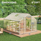 8x10 FT Greenhouse for Outdoors, Polycarbonate Flower Greenhouse with Roof Vent, Push-Pull Lockable Door, Aluminum Walk-in Greenhouses for Outside Garden Backyard, Patio, Lawn, Silver