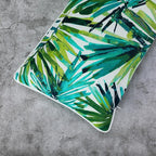 Magpie Fabrics Patio Lumbar Pillow Covers ONLY 20"x12", Set of 2, Outdoor Indoor Cushion Cases Decorative Throw Rectangular Pillowcase Shell for Couch Garden - Green Palm Leaves