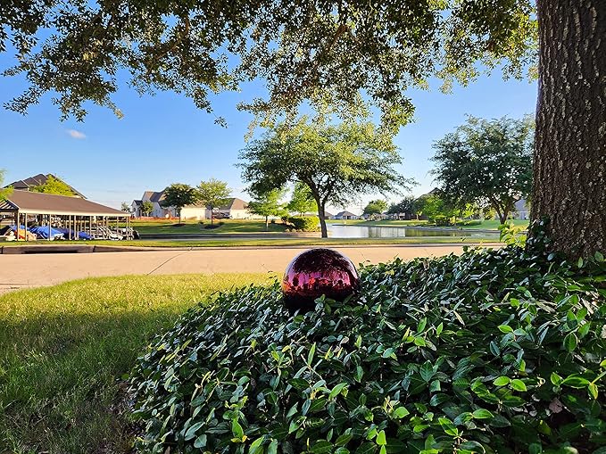 Lulu Decor, Red Stainless Steel Gazing Mirror Ball Size 12, Smooth Reflective Shiny Garden Decoration Globe