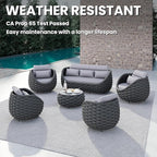 6 Pcs Woven Rope Outdoor Chair: Aluminum Patio Accent Chair with Arms - Assembled Cushioned Lounge Chair For 400lbs - Morden Porch Furniture Seating for Deck Balcony Garden Backyard Hotel Resort