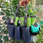 Gardening Tools – 42 Piece Premium Gardening Tool Set,Heavy Duty Hand Tools with Fashion Garden Tools Organizer Handbag,Rust-Proof Gardening Tool Kit, Ideal Gardening Gifts for All (Green/Grey)