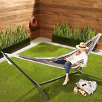 Amazon Basics Double 2 Person Heavy Duty Hammock with Space Saving Steel Stand and Carrying Case, 470lb Capacity, Multi Color, 118 x 46 x 39 inches