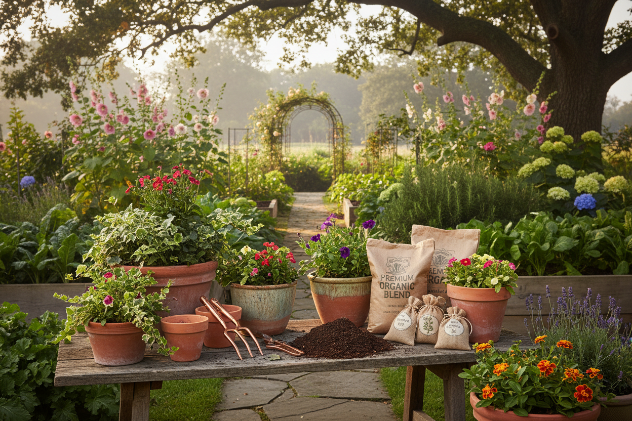 Garden Whisper brings your garden to life with premium tools, eco-friendly planters, organic soils, and curated seeds. Whether you’re a beginner or seasoned gardener, we provide quality supplies and expert tips to help your plants thrive, creating a peaceful, vibrant outdoor space you’ll love. (make it real photo)